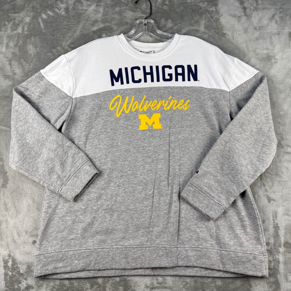 Michigan Wolverines Champion Sweatshirt Womens Large Colorblock Block M EUC